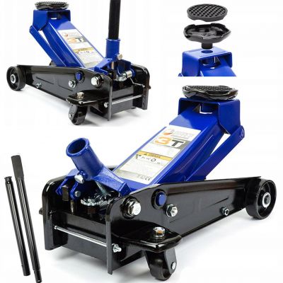 Maasdam 3-Ton Low Profile Car Jack with Quick Lift in Blue